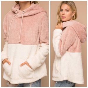 Mauve soft fuzzy hoodie sweater